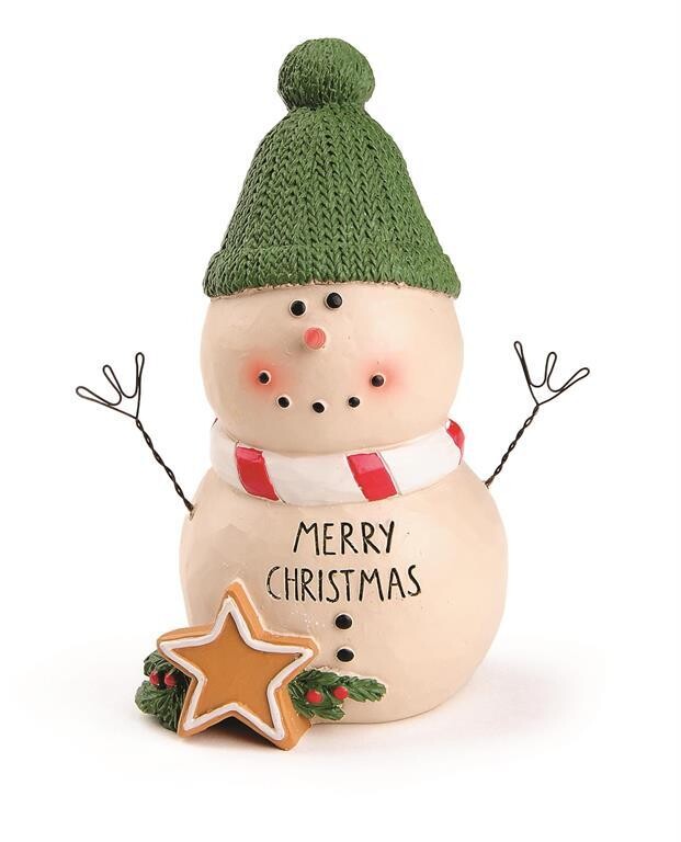 "Merry Christmas" Snowman w/ Green Hat