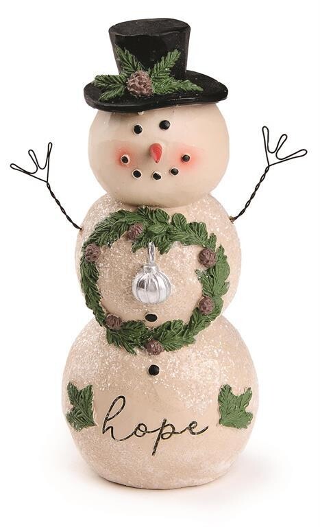 "Hope" Snowman w/ Wreath