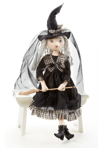 Black Plaid Witch w/ Broom