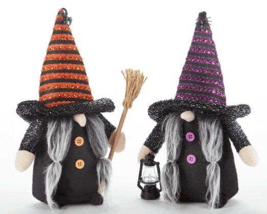 Standing Witch Gnome w/ Striped Hat Standing Witch Gnome w/ Striped Hat
