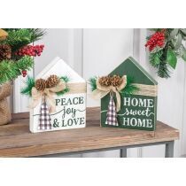 Peace/Love Wooden House Sitter