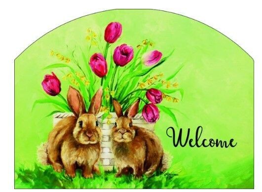 Lg. Slider Slate - Green Rabbits