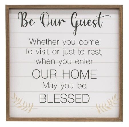 Lg. "Be Our Guest" Framed Sign