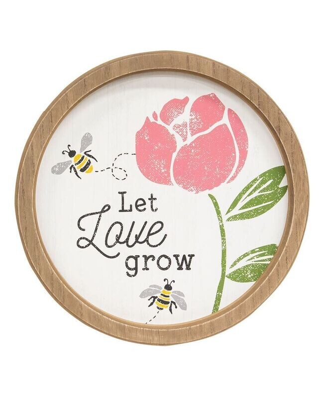 "Let Love Grow" Round Framed Sign