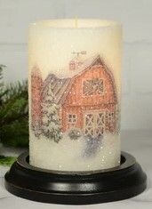 6" Snowy Barn Candle Sleeve