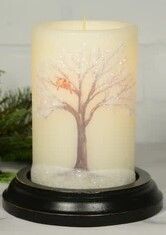 6" Cardinal Pair in Tree Candle Sleeve