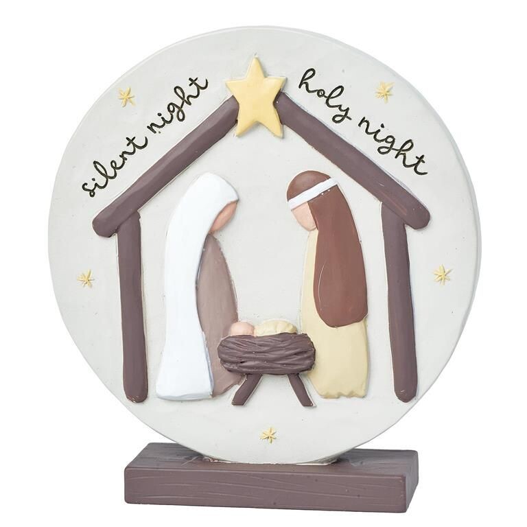 Silent Night Round Plaque on Base