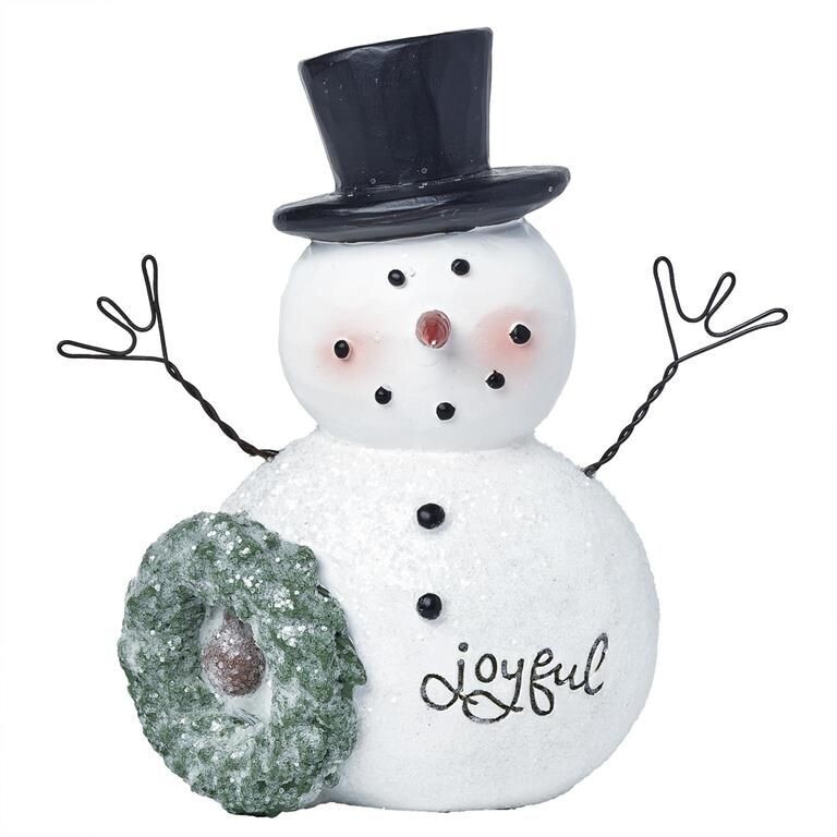 "Joyful" Snowman w/ Wreath