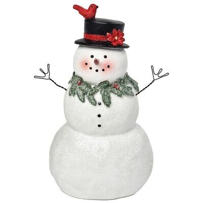Frosted Snowman w/ Greens & Poinsettia