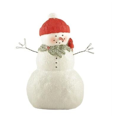 Frosted Snowman w/ Greens & Red Cap