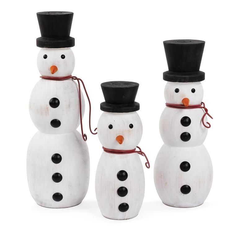 Wooden Snowman w/ Top Hat