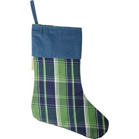 Blue Plaid Christmas Stocking