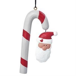 Candy Cane w/ Santa Ornament
