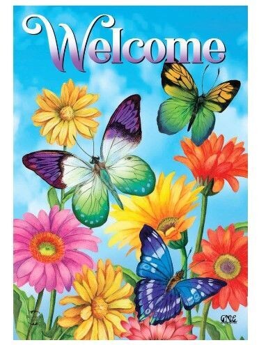 Fluttering Butterflies House Flag