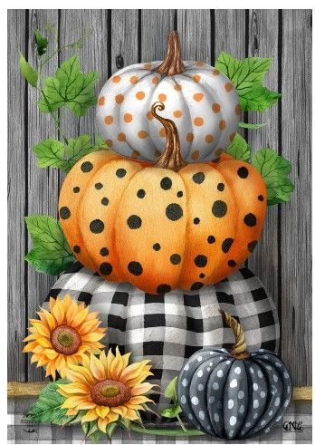 Patterned Pumpkin Stack Garden Flag