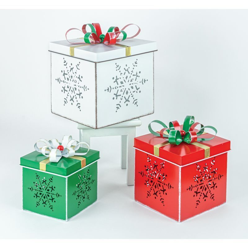 Lg. Metal Holiday Present with Bow