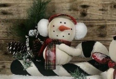Earmuff Snowman on Candy Cane