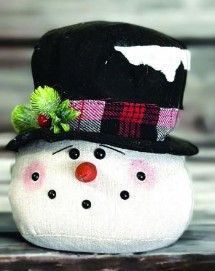 Sm. Frosted Black Hat Snowman Head