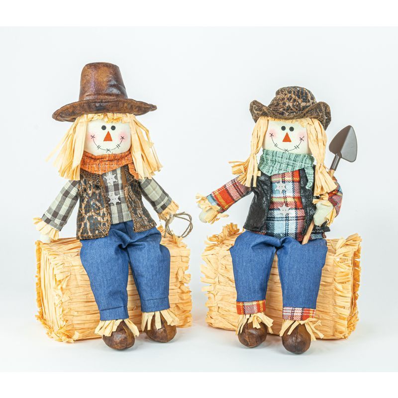 Cowboy Scarecrow on Hay Bale