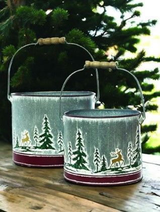 Winter Deer Embossed Oval Bucket