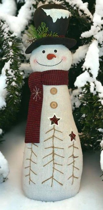 24" Frosted Black Hat Snowman