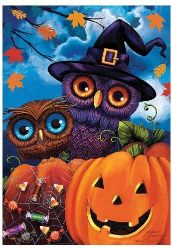 Happy Halloween Owls Garden Flag