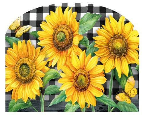 Checkered Sunflowers Art Sign