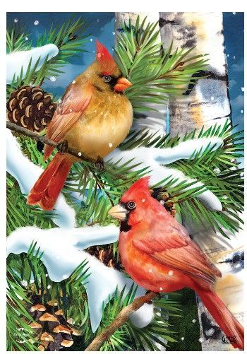 Snowy Cardinals House Flag