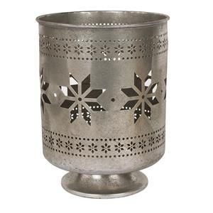 Decorative Metal Container w/ Snowflake Cutouts