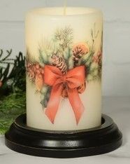 6" Christmas Garland Bow Candle Sleeve