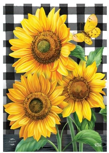 Checkered Sunflowers Garden Flag