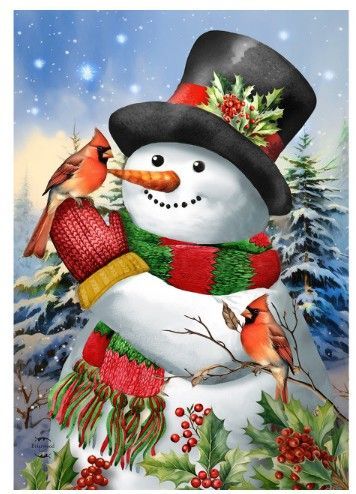 Winter Friends Snowman House Flag