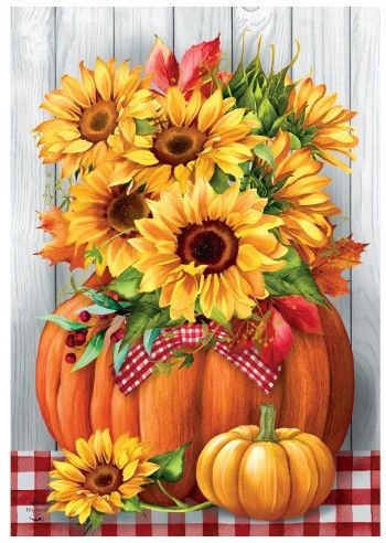 Sunflowers in Pumpkin Garden Flag