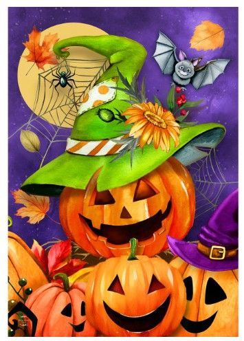 Happy Jack-O-Lanterns Garden Flag Happy Jack-O-Lanterns Garden Flag