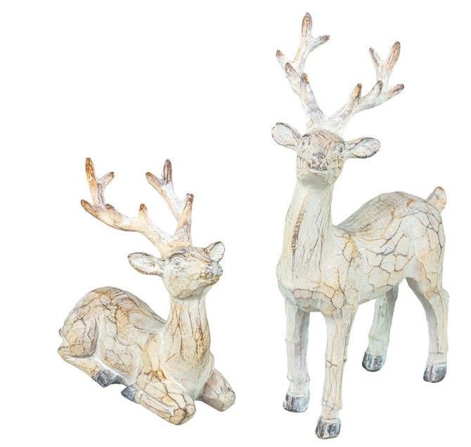 Faux "Wood-Carved" Reindeer Set