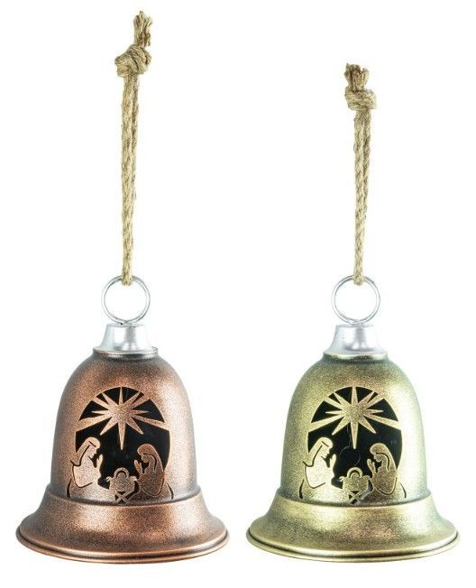 Vintage Metallic Nativity Scene Bell