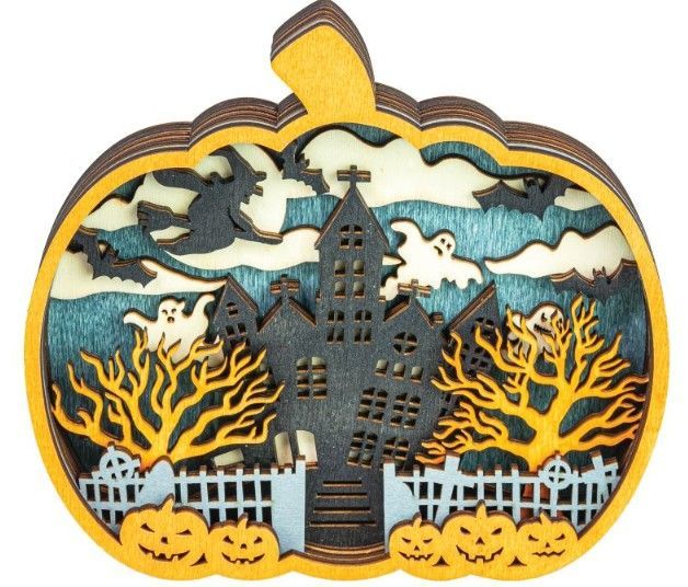 Spooky Pumpkin Scene Wooden Cutout