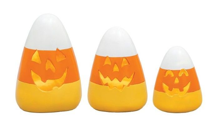 Resin LED Jack-o-Lantern Candy Corn