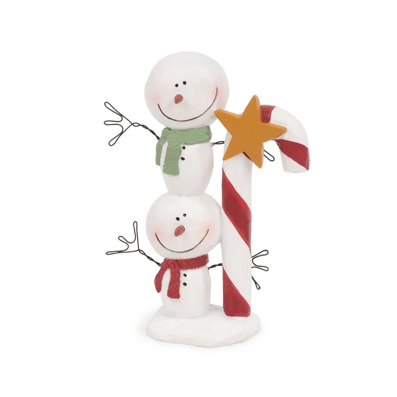 Stacked Snowmen w/ Candy Cane