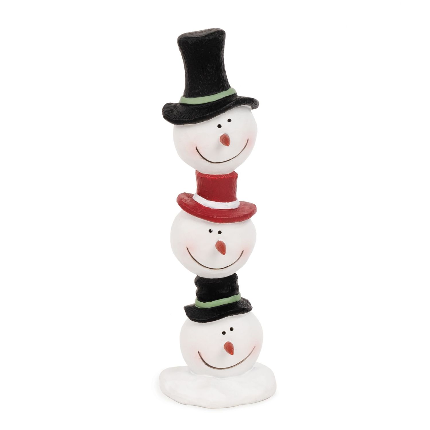 Stacked Snowmen w/ Whimsical Hats