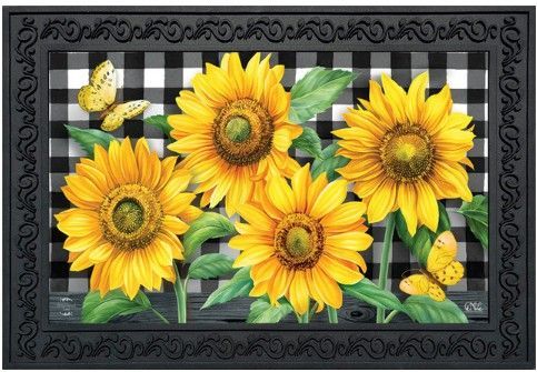 Checkered Sunflowers Doormat