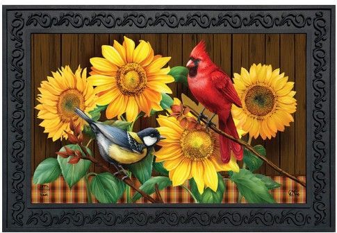 Fall Birds & Sunflowers Doormat