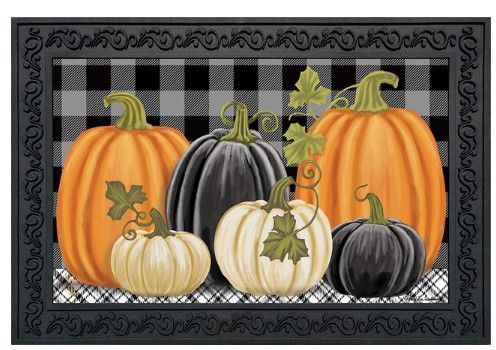 Fall Checkered Pumpkins Doormat