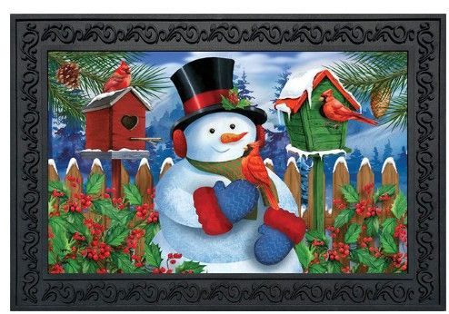 Snowman & Cardinals Doormat