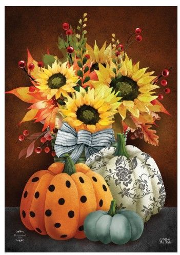 Patterned Pumpkins & Sunflowers Garden Flag