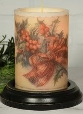 6" Vintage Holly Bow Candle Sleeve