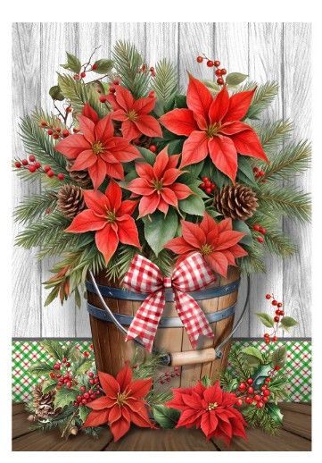 Poinsettia Pail Garden Flag