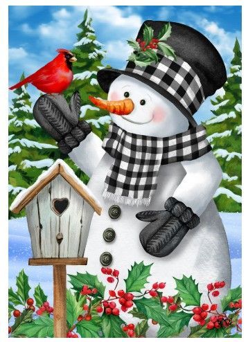 Checkered Snowman Garden Flag Checkered Snowman Garden Flag