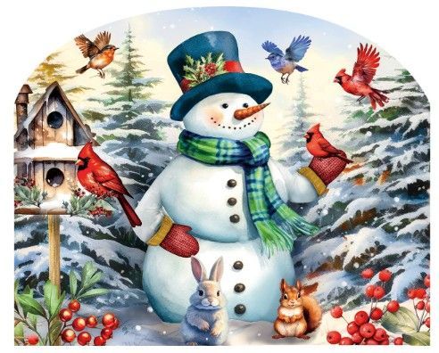 Snowman & Birds Art Sign