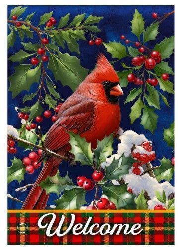 Cardinal & Holly Garden Flag